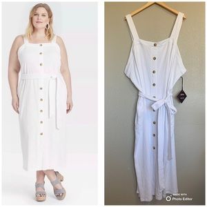 NEW Ava & Viv White Sleeveless Button Front Summer Dress 4X